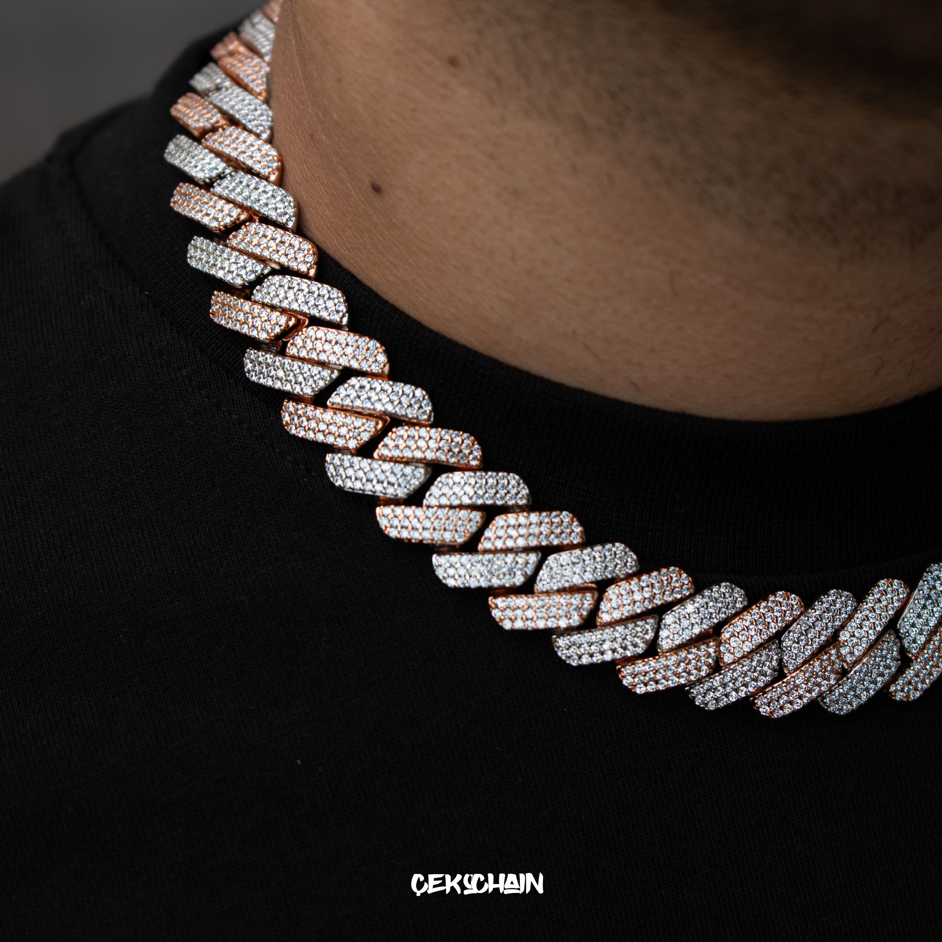 20MM Full Filled Prong Chain (Silver Rose)